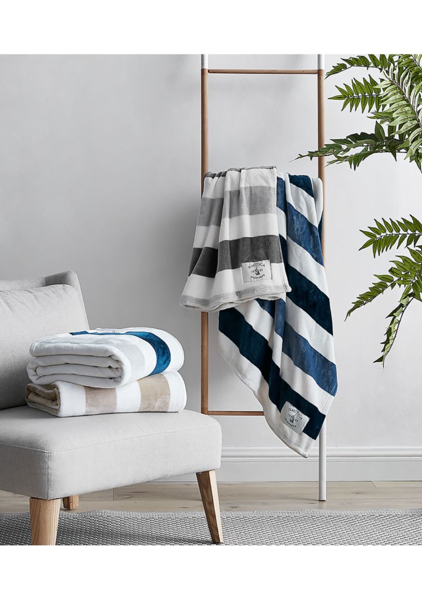Awning Stripe 1-Piece Ultra Soft Plush Throw Blanket