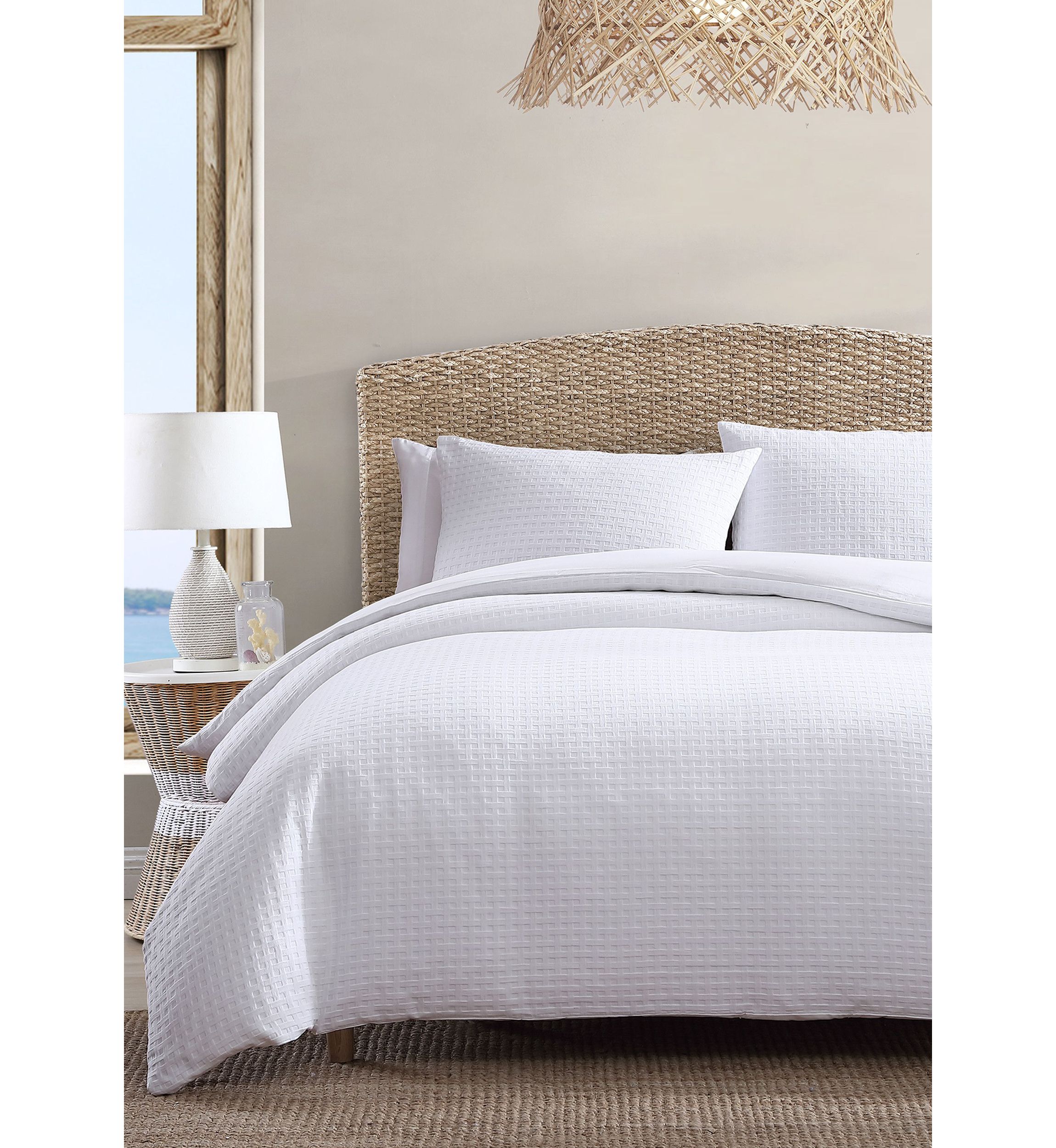 Basketweave Solid 3-Piece Cotton Duvet Cover Set