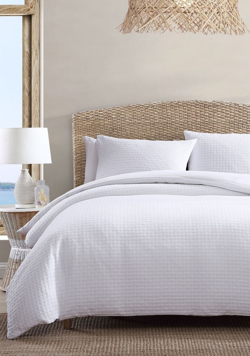 Basketweave Solid 3-Piece Cotton Duvet Cover Set
