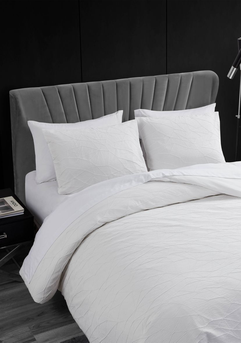 Abstract Crinkle 3-Piece Cotton Blend Duvet Cover Set