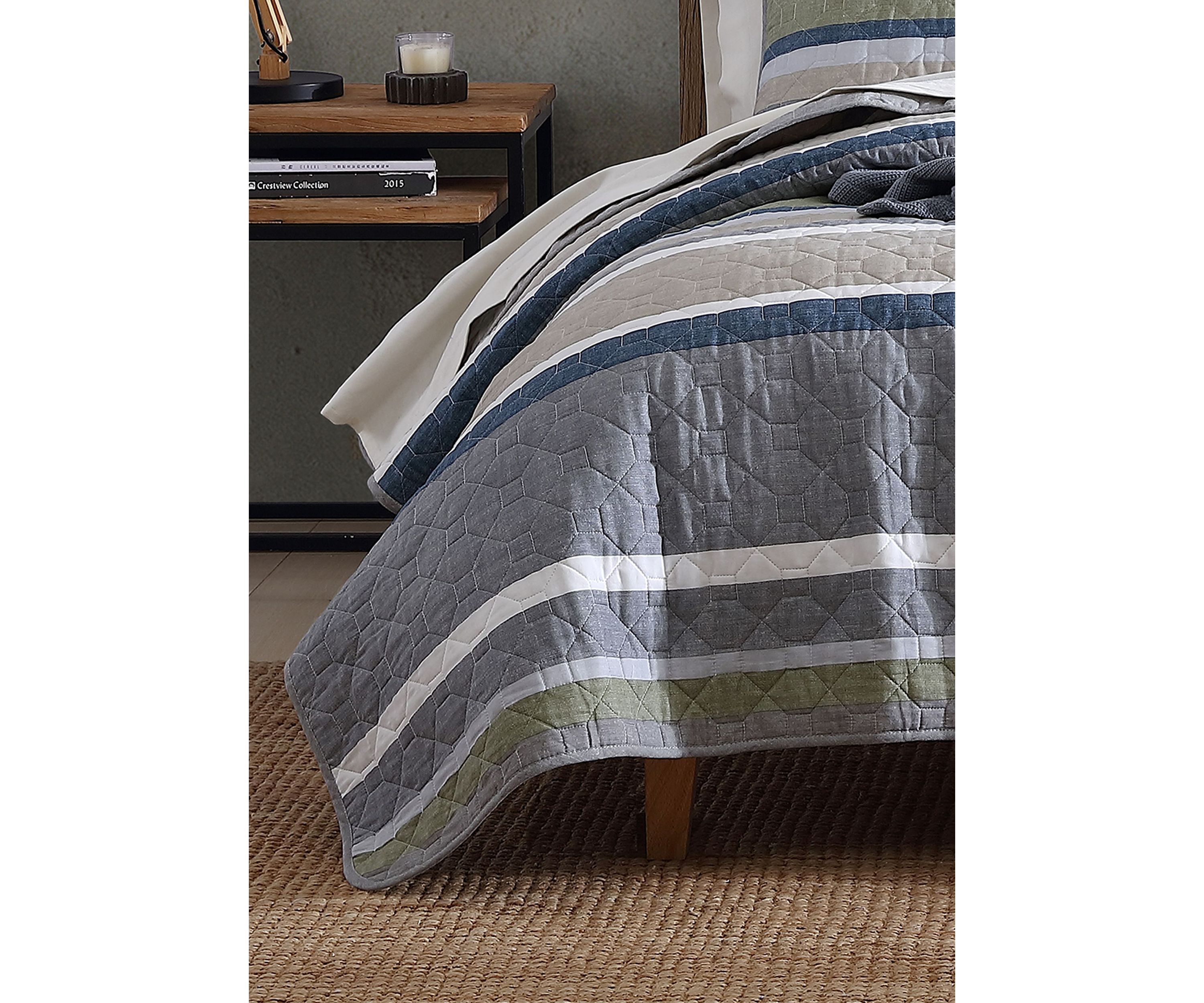 Salmon Ladder 100% Cotton- 2 Piece- Reversible Quilt Set