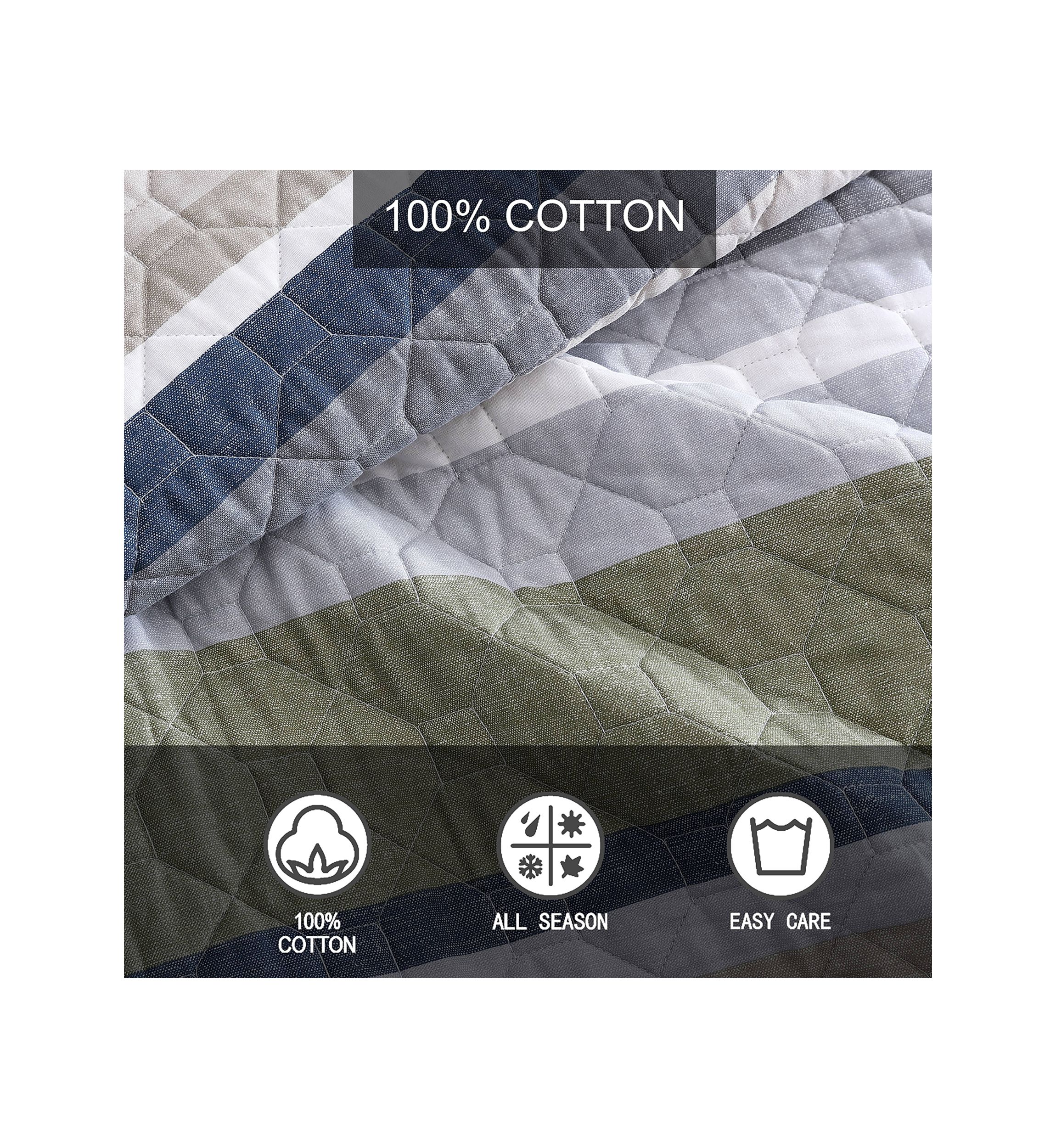 Salmon Ladder 100% Cotton- 3 Piece- Reversible Quilt Set
