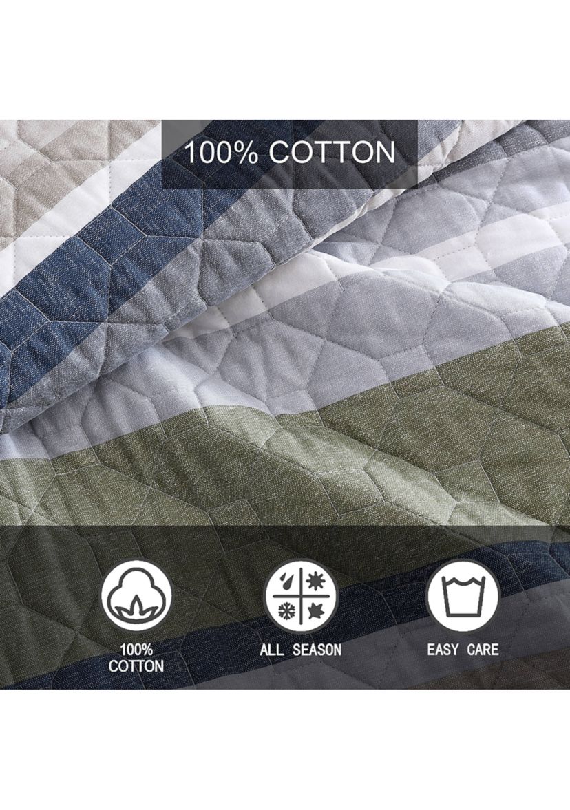 Salmon Ladder 100% Cotton- 2 Piece- Reversible Quilt Set