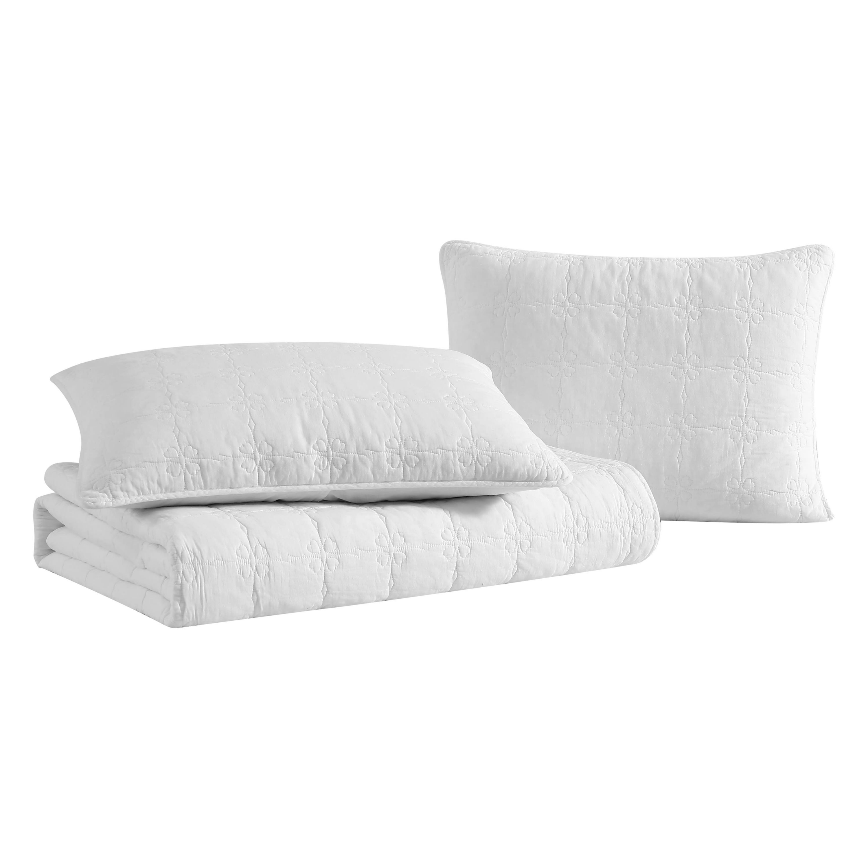 Floral Trellis Cotton Quilt-Sham Set Bonus