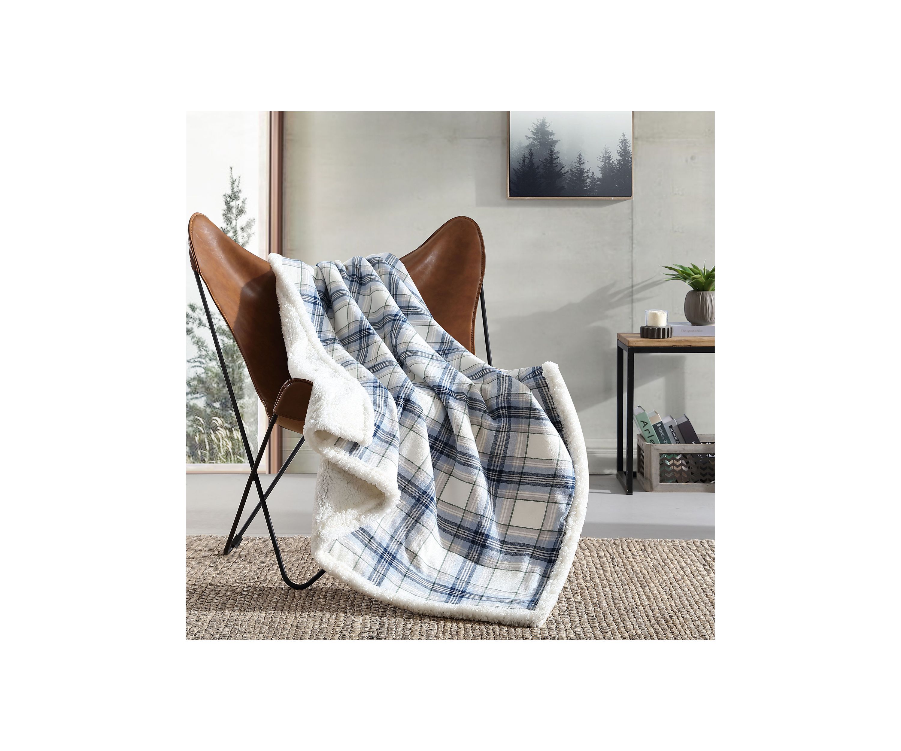 Edgewood Plaid 100% Cotton Flannel Reversible Throw Blanket