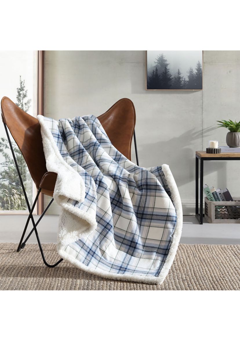 Edgewood Plaid 100% Cotton Flannel Reversible Throw Blanket