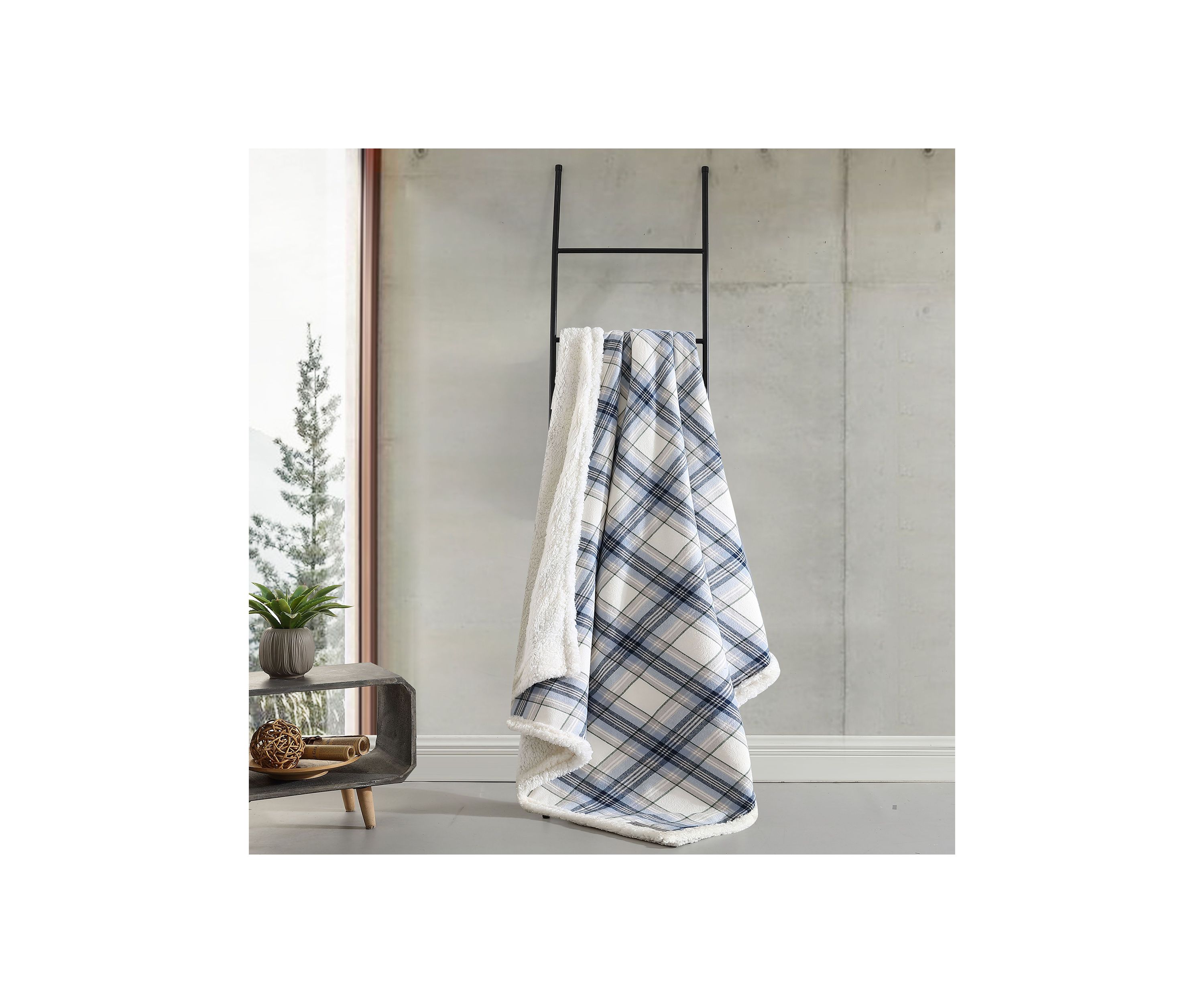 Edgewood Plaid 100% Cotton Flannel Reversible Throw Blanket
