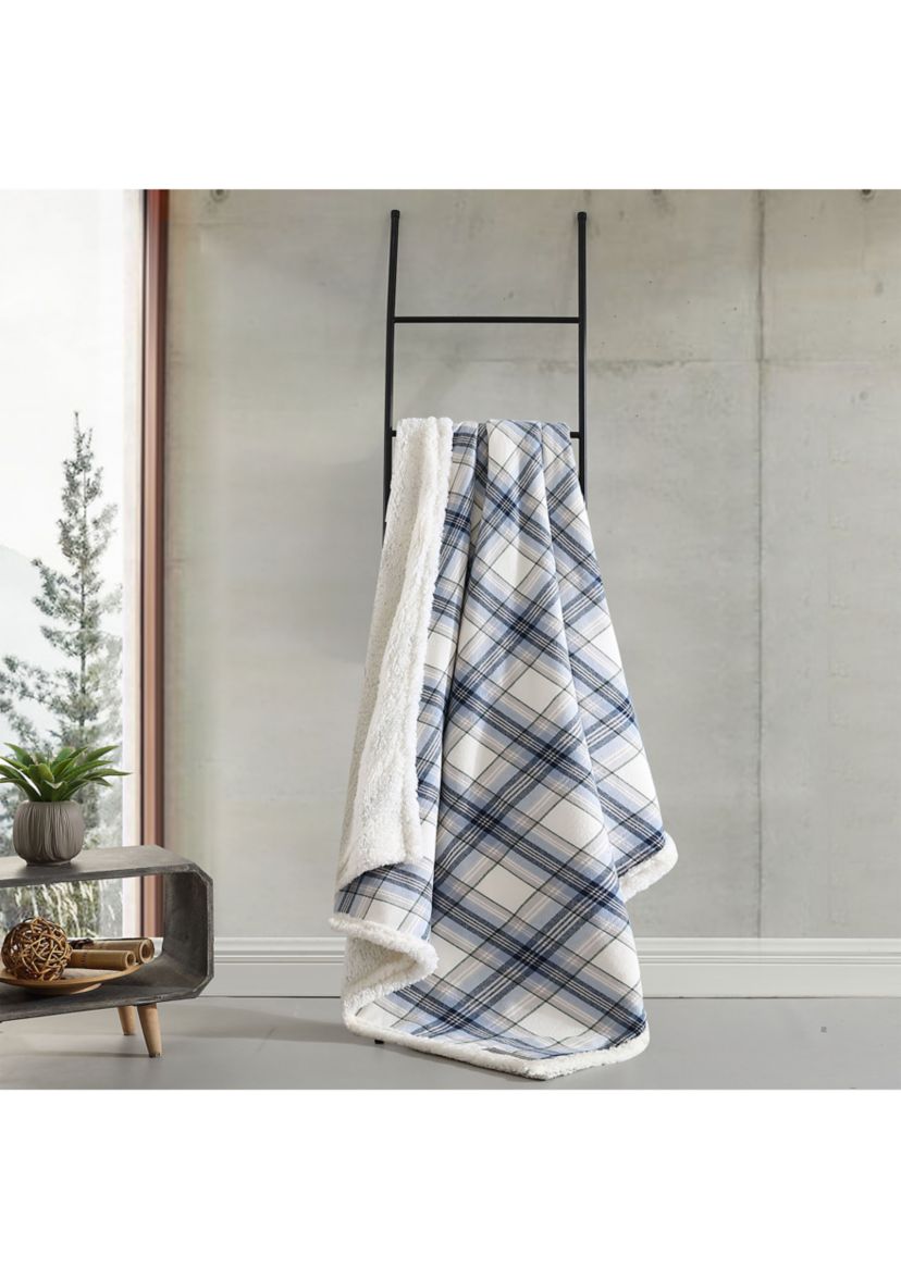 Edgewood Plaid 100% Cotton Flannel Reversible Throw Blanket