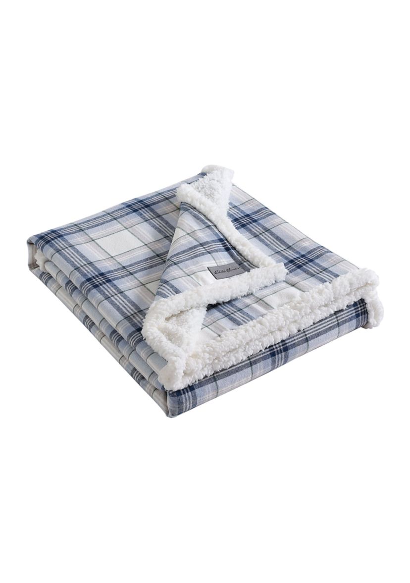 Edgewood Plaid 100% Cotton Flannel Reversible Throw Blanket