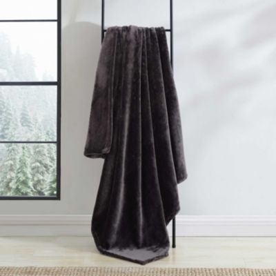 Eddie Bauer Ultra Lux Plush Solid Microfiber Throw Blanket, Black, 60 x 50