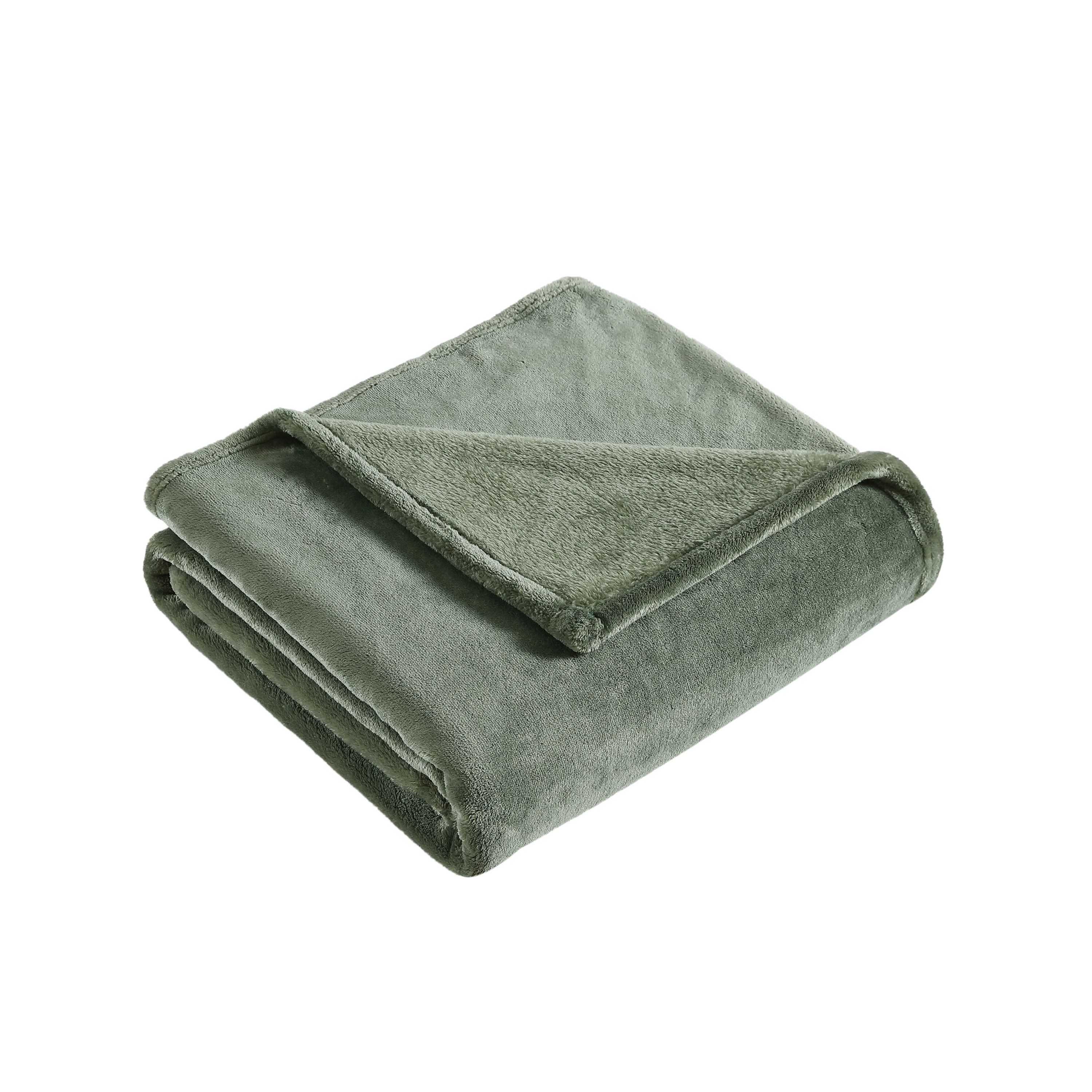 Ultra Lux Plush Solid Plush Reversible Throw Blanket
