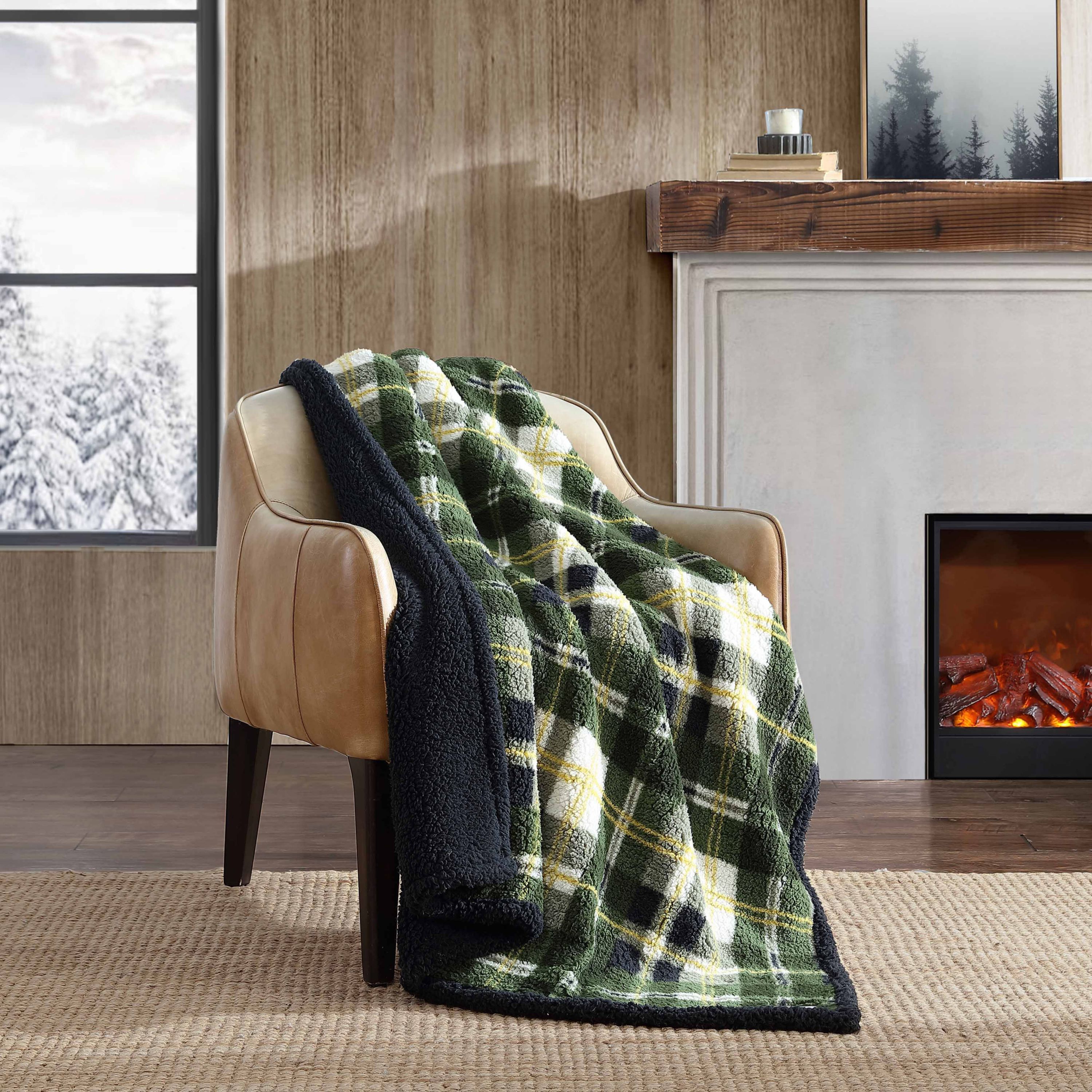 Trailhead Plaid Sherpa Reversible Throw Blanket