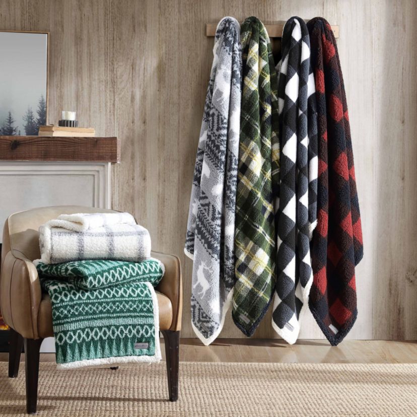 Trailhead Plaid Sherpa Reversible Throw Blanket