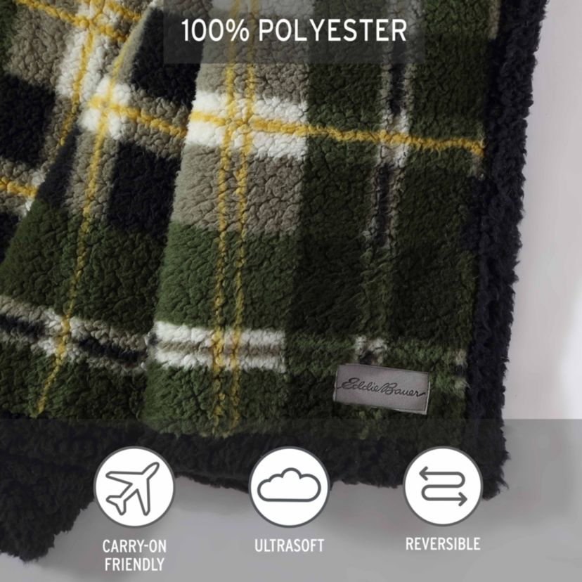 Trailhead Plaid Sherpa Reversible Throw Blanket