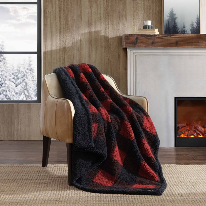 Cabin Plaid Plush Fleece Throw Blanket