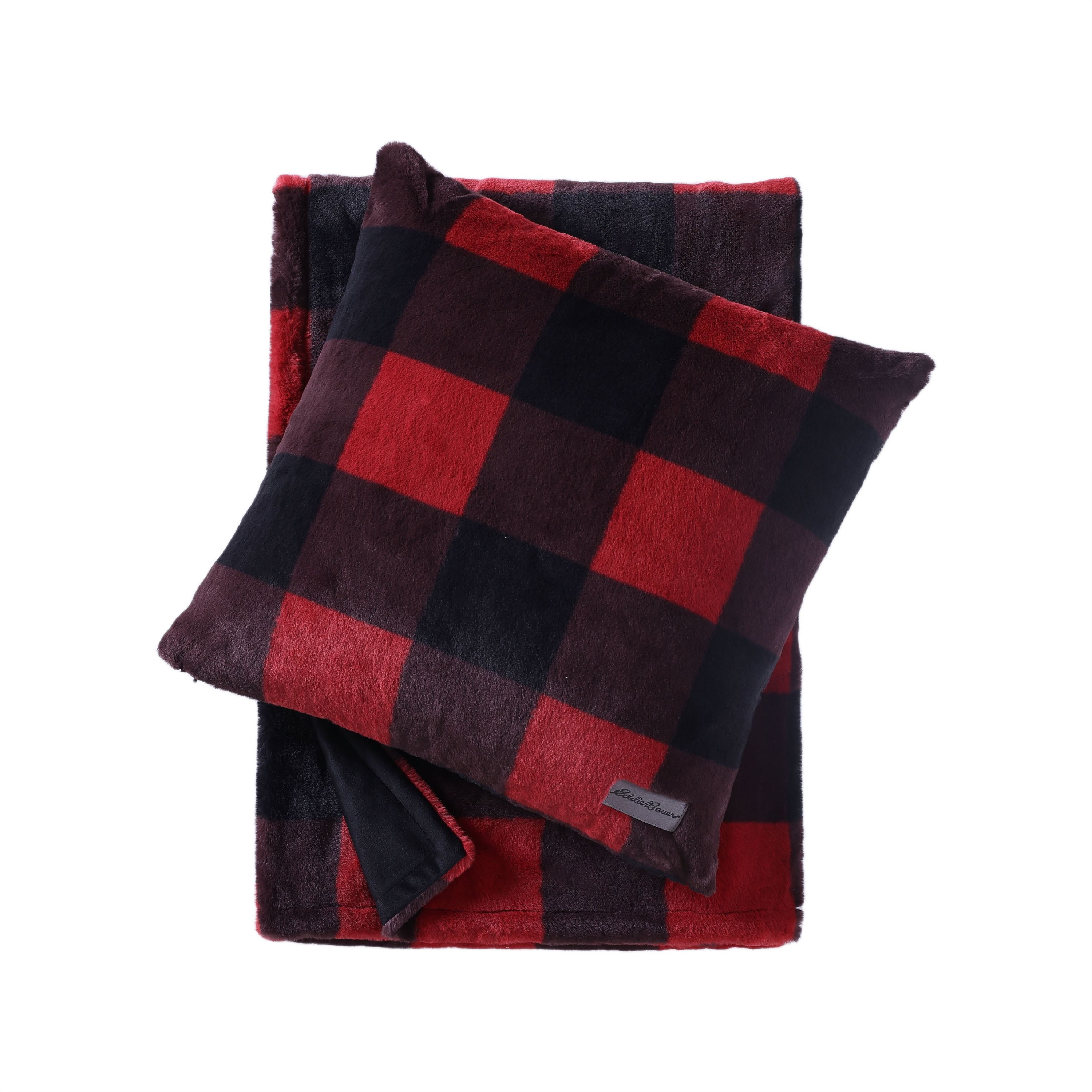 Cabin Plaid Plush Fleece Throw & Pillow Set