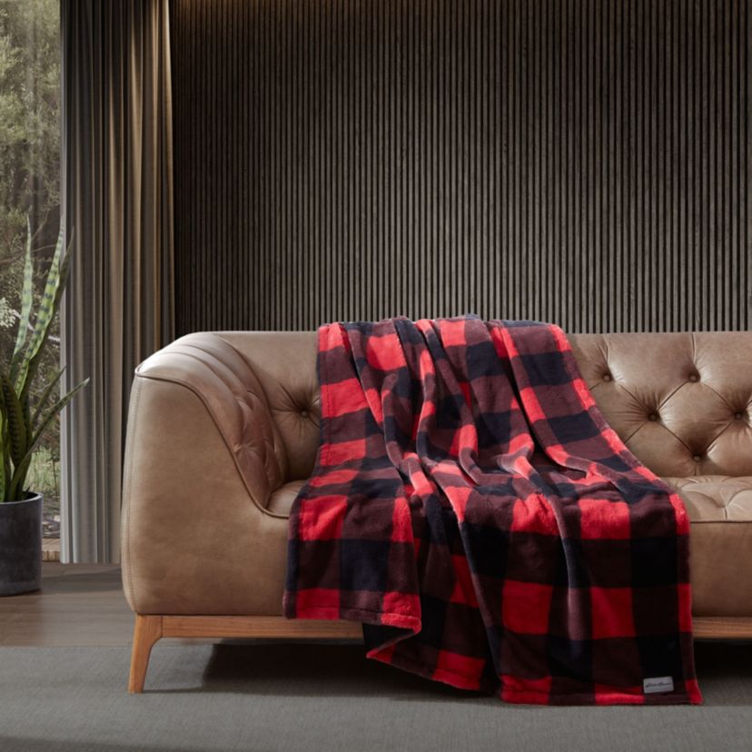 Cabin Plaid Plush Fleece Throw & Pillow Set