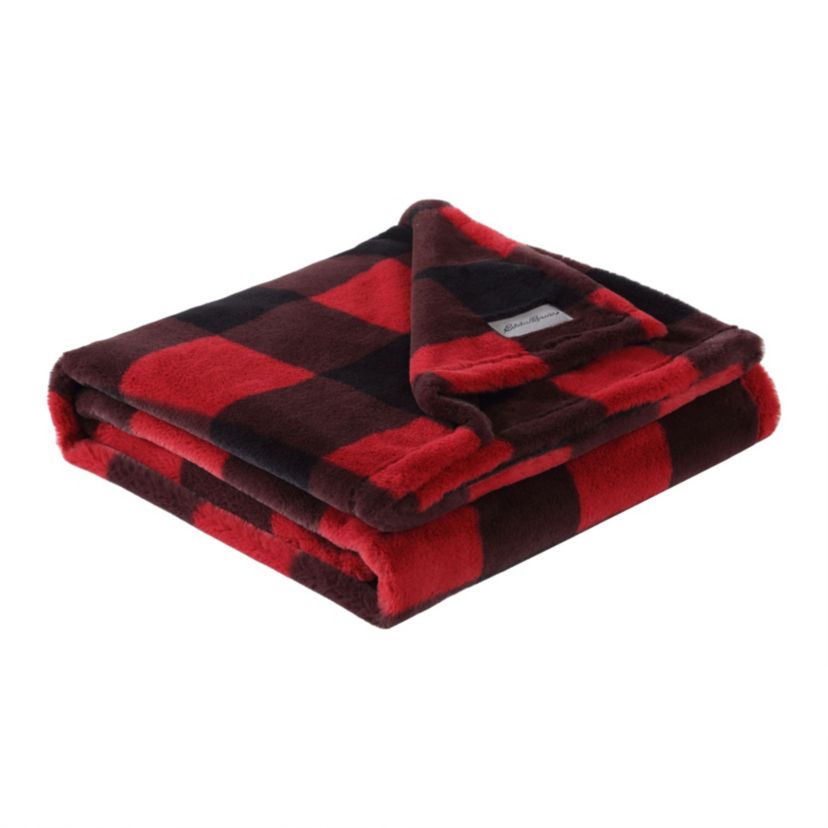 Cabin Plaid Plush Fleece Throw & Pillow Set