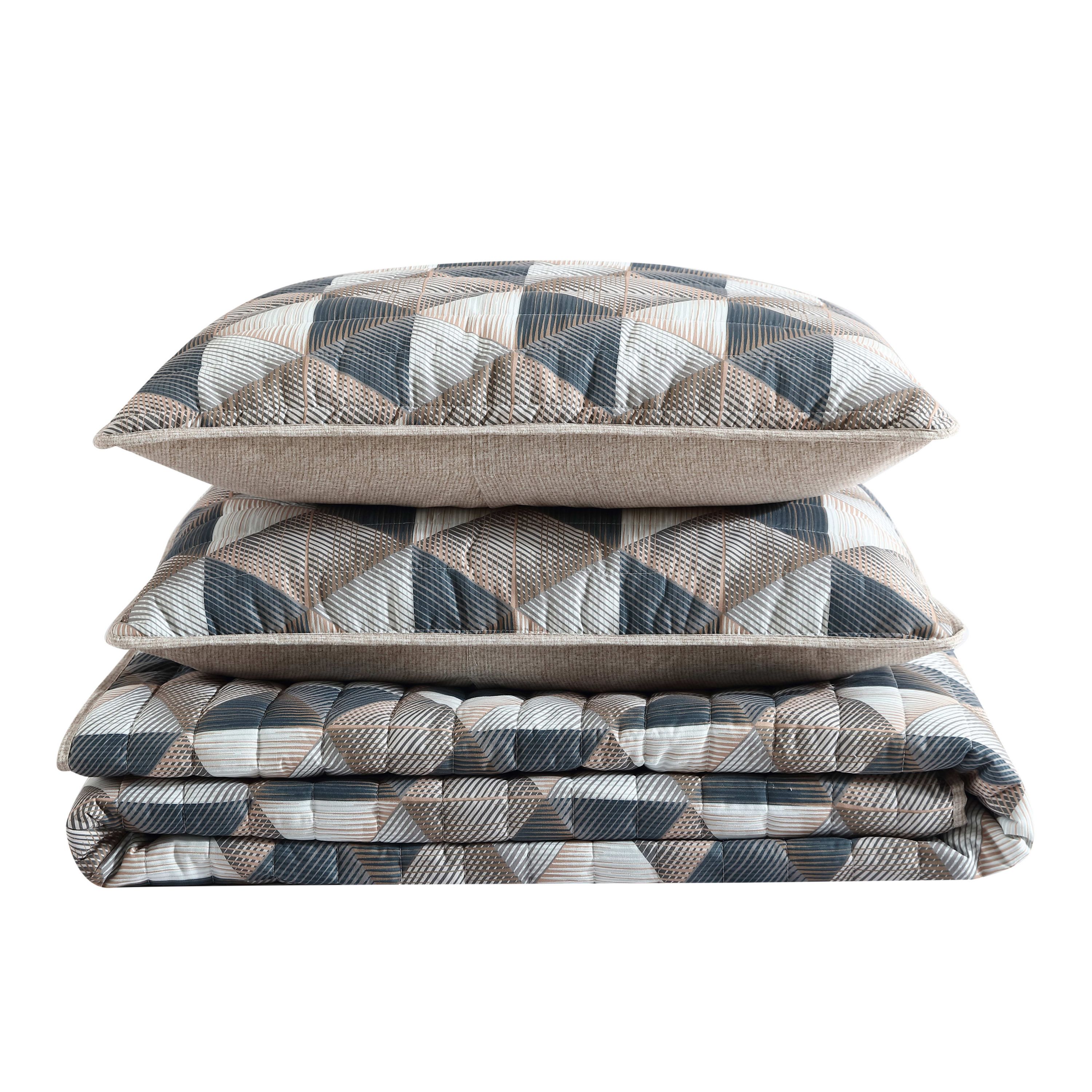 Gridwork Microfiber Quilt-Sham Set