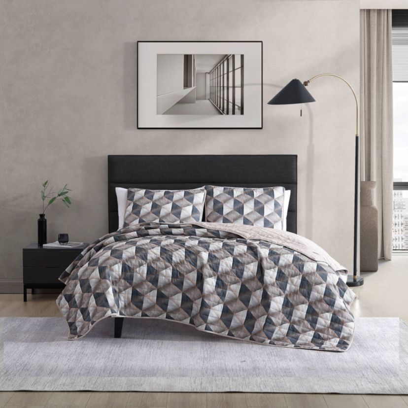 Gridwork Microfiber Quilt-Sham Set
