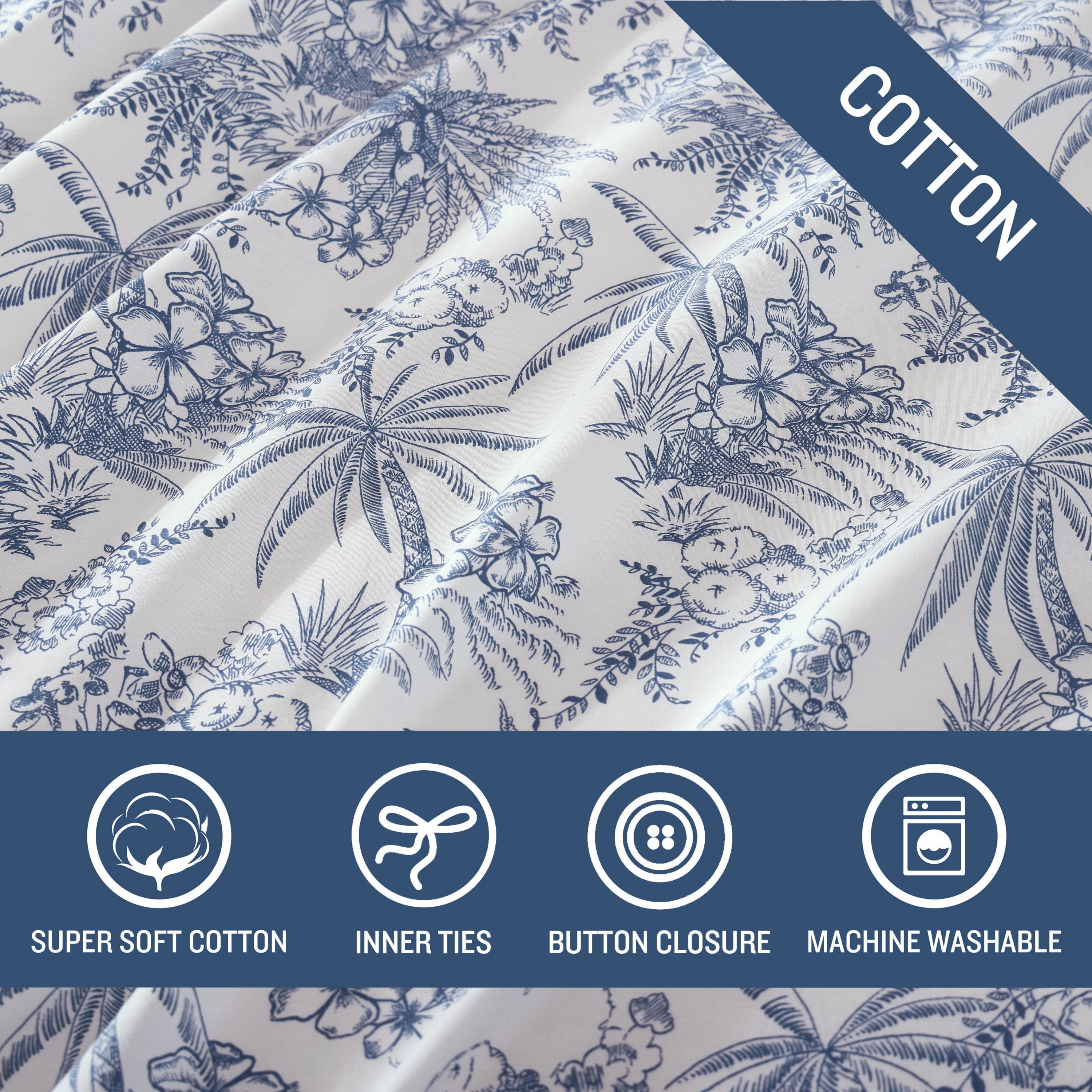 Pen And Ink 100% Cotton Percale- 3 Piece- Duvet Cover Set