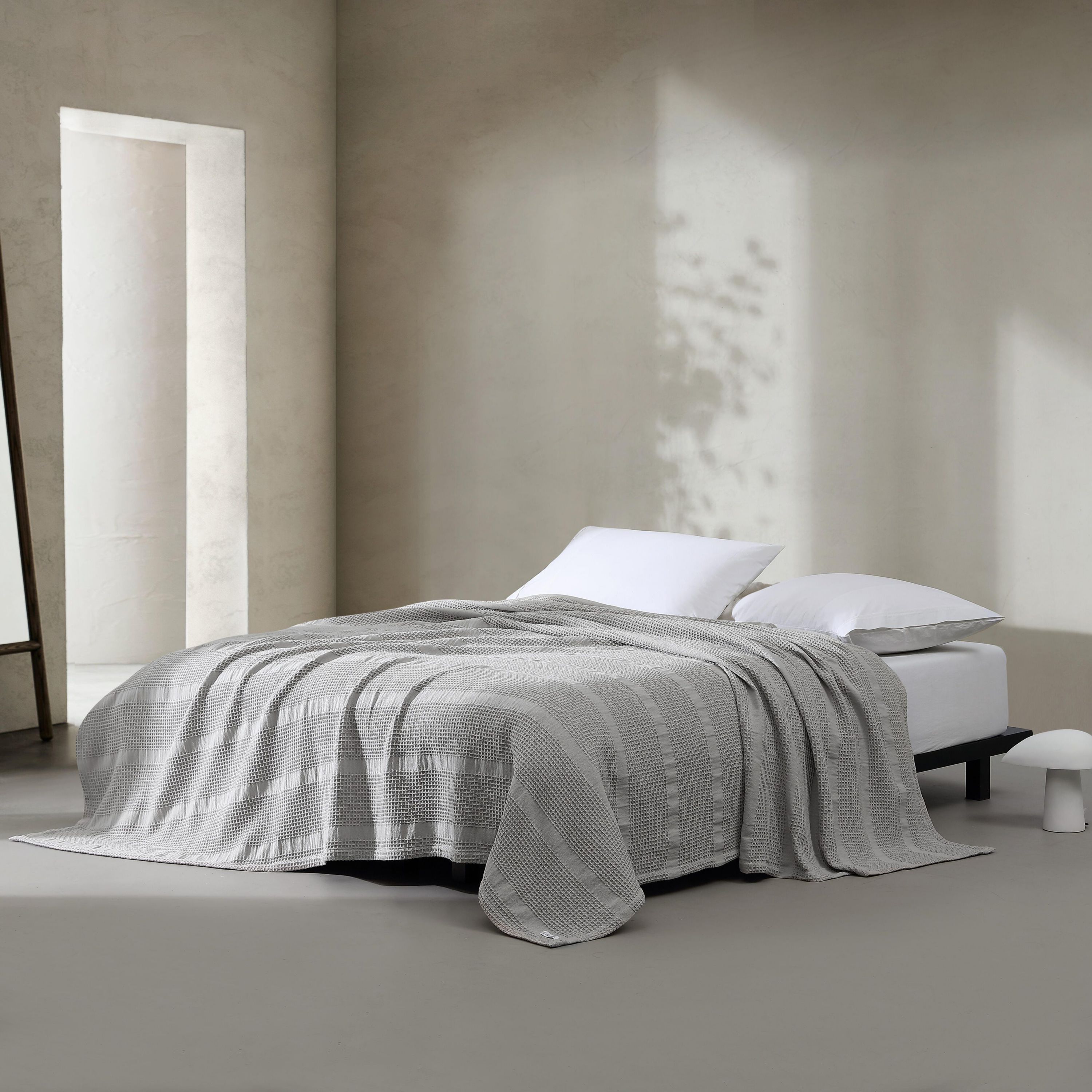 Waffle Stripe Grey King Blanket-1 Piece