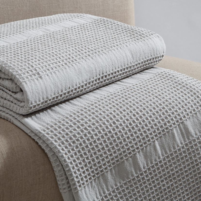 Waffle Stripe Grey King Blanket-1 Piece