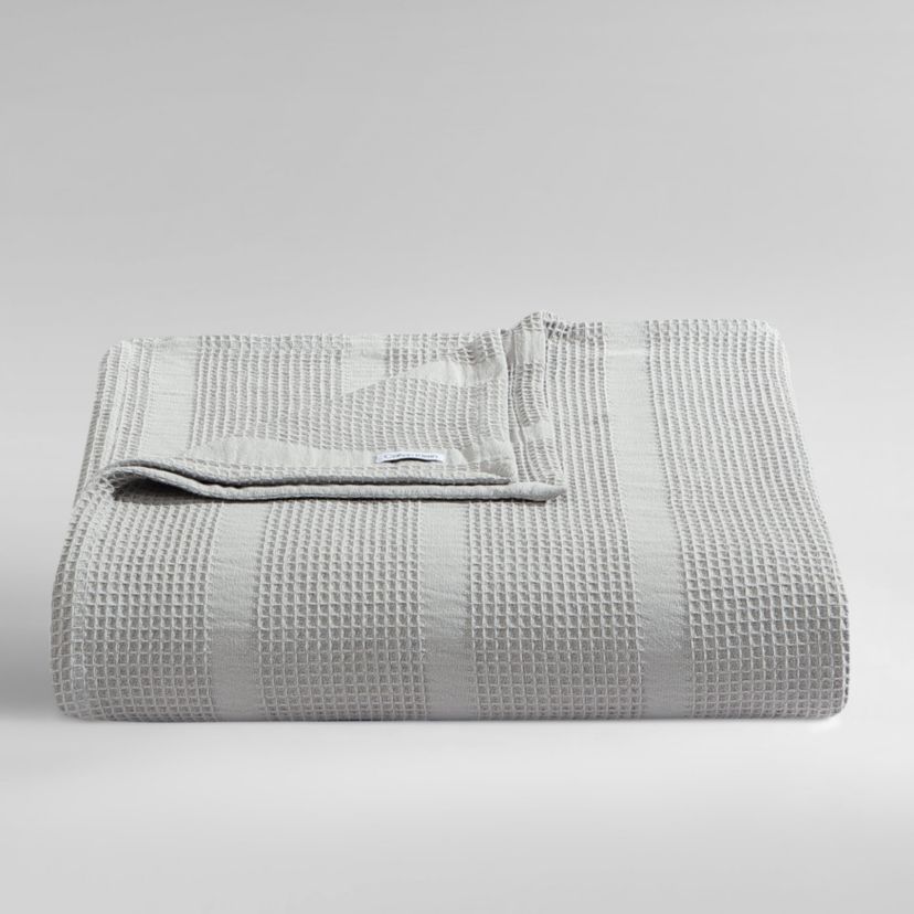 Waffle Stripe Grey King Blanket-1 Piece