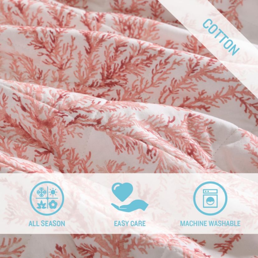Coral Garden 100% Cotton Quilt-Sham Set