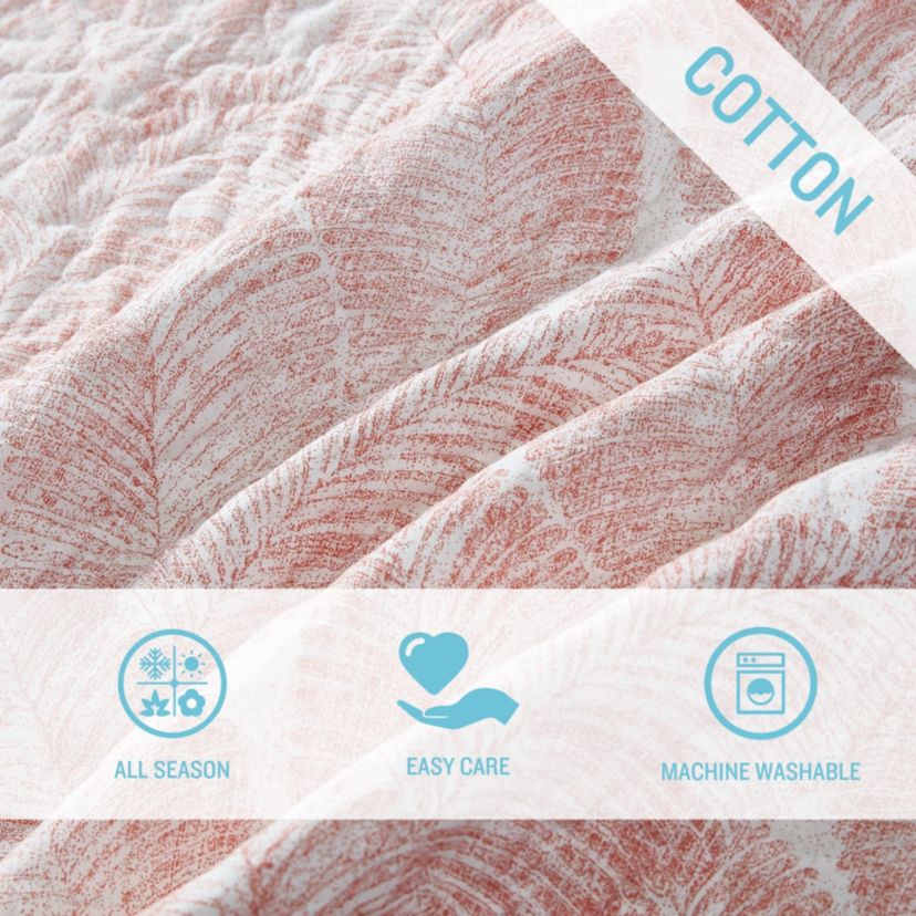 Distressed Water Leaves Cotton Quilt-Sham Set