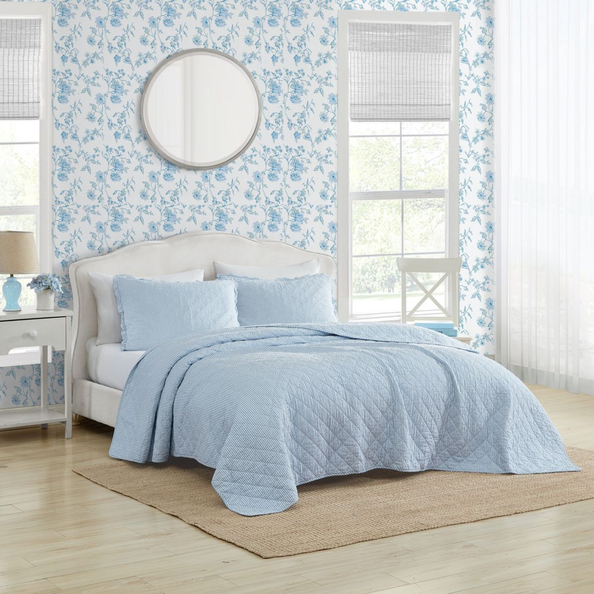 Oxford Stripe 100% Cotton Quilt-Sham Set