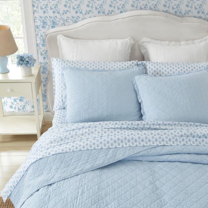Oxford Stripe 100% Cotton Quilt-Sham Set