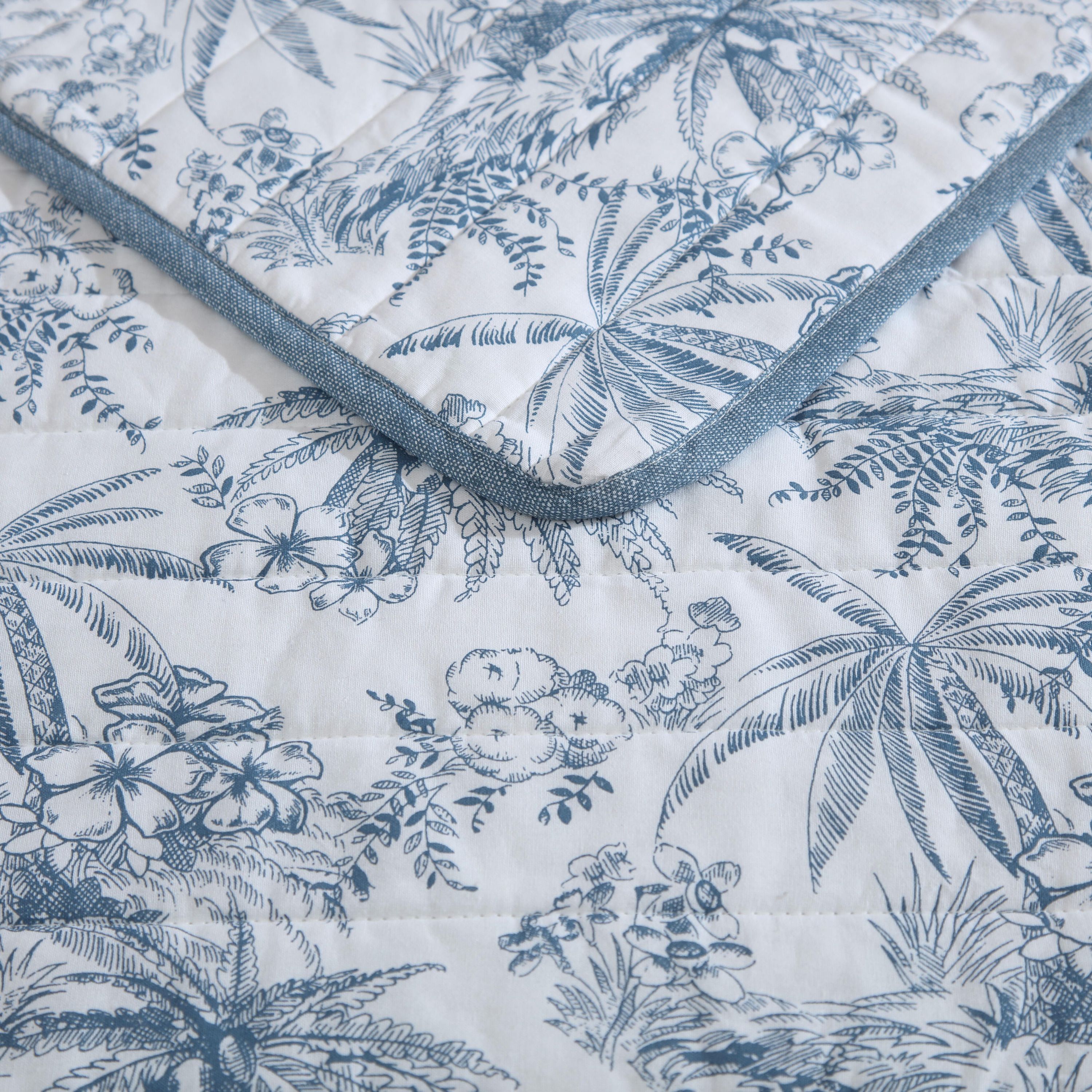 Pen And Ink Palm 100% Cotton Quilt-Sham Set
