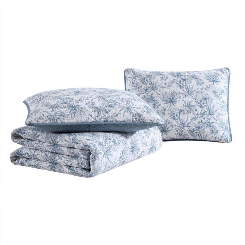 Pen And Ink Palm 100% Cotton Quilt-Sham Set
