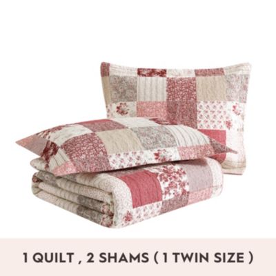 Laura Ashley Celina Patchwork 100% Cotton Quilt-Sham Set
