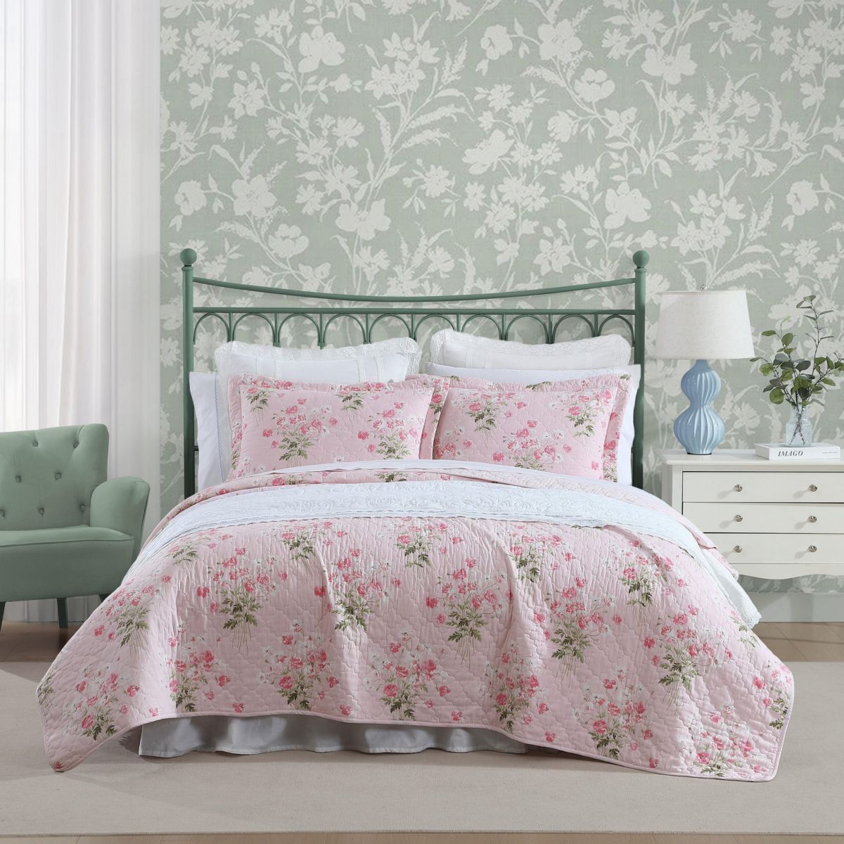 Veronicas Bouquet 100% Cotton Quilt-Sham Set
