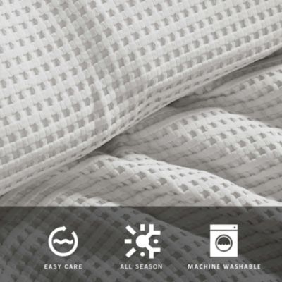 Solid Waffle Microfiber Duvet Cover Set