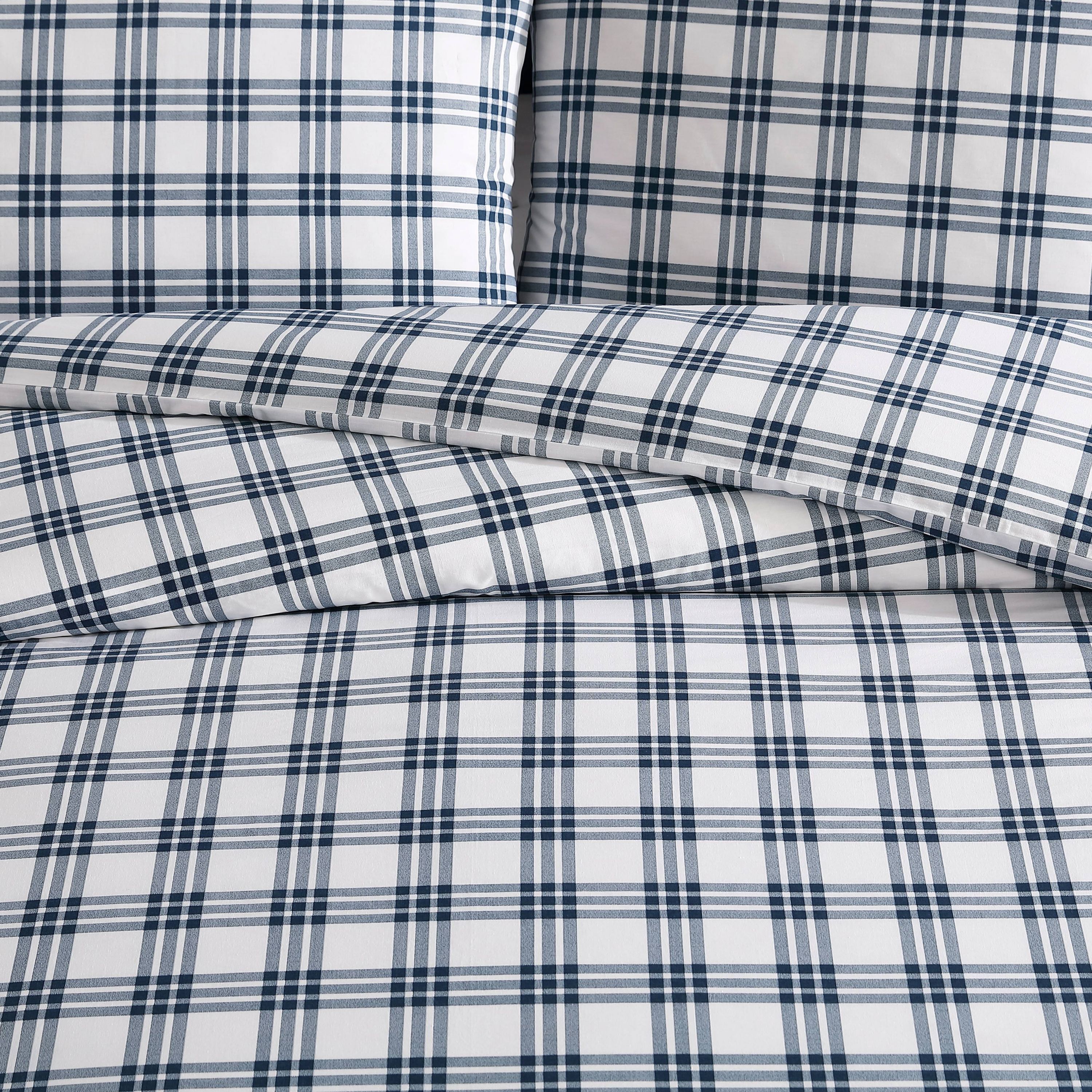 Basic Plaid 100% Cotton Duvet Cover Set
