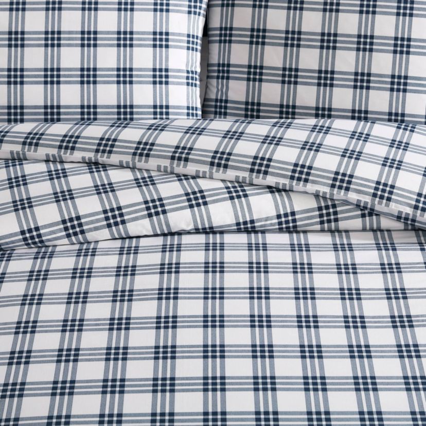 Basic Plaid 100% Cotton Duvet Cover Set