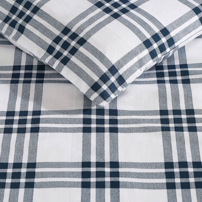 Basic Plaid 100% Cotton Duvet Cover Set