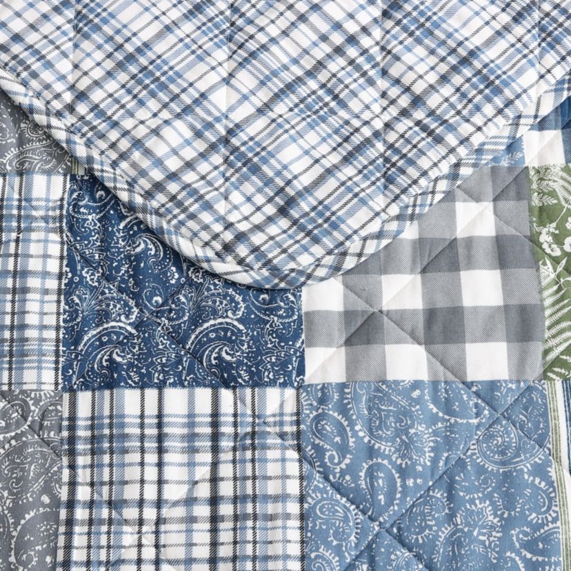 Cozy Plaid Patchwork 100% Cotton Quilt-Sham Set