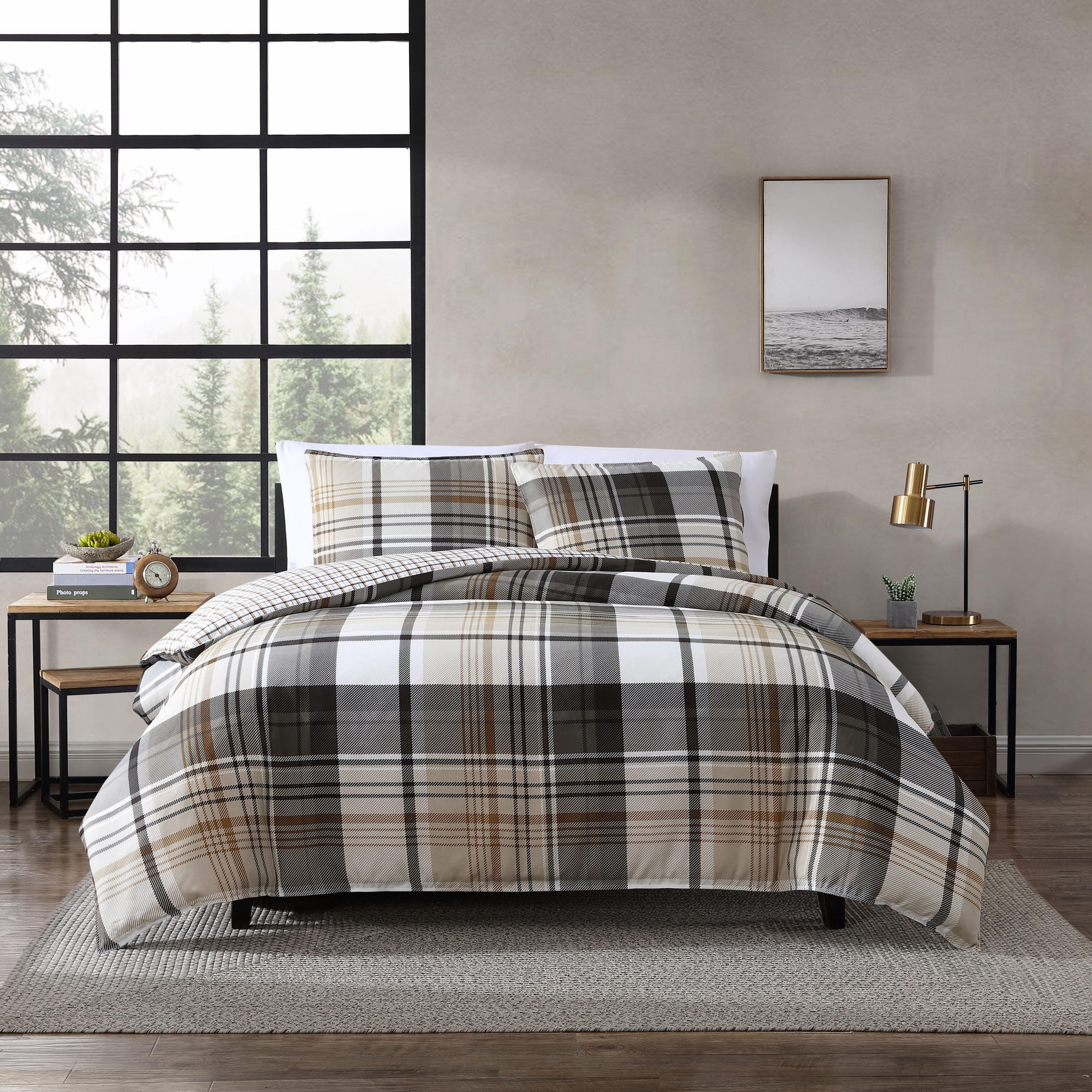 Normandy Plaid Microfiber Duvet Cover Set
