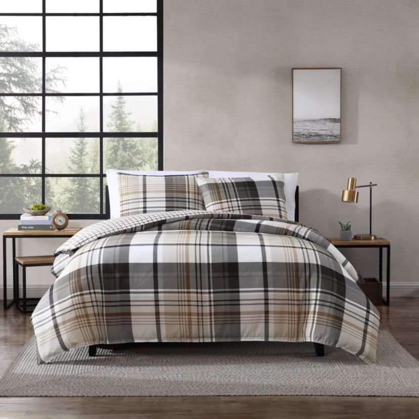 Normandy Plaid Microfiber Duvet Cover Set