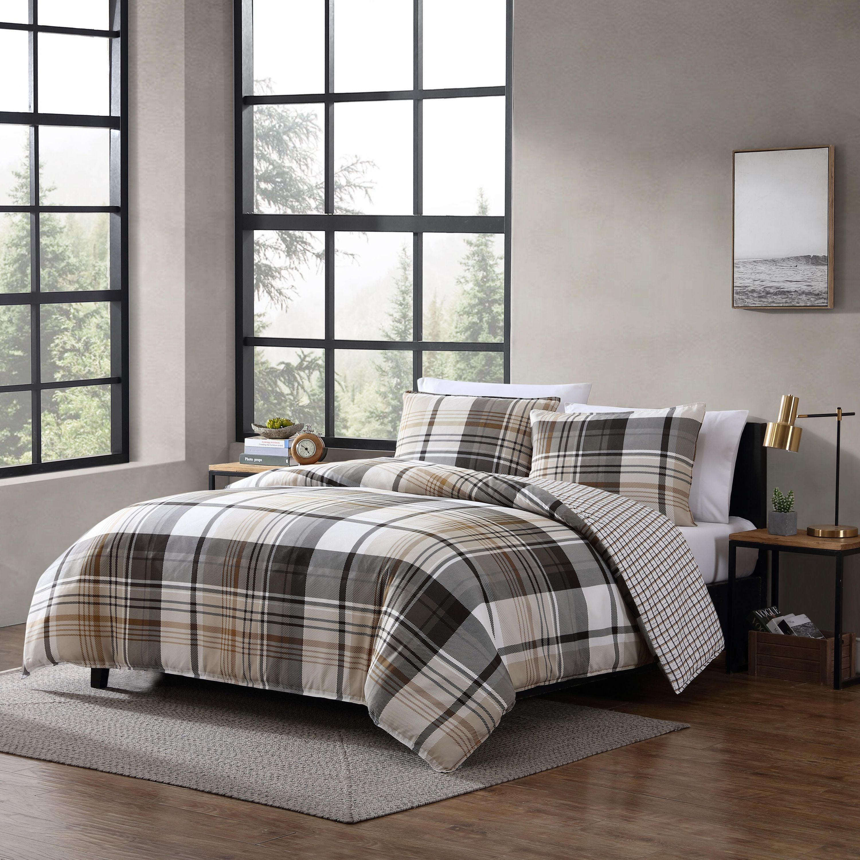 Normandy Plaid Microfiber Duvet Cover Set