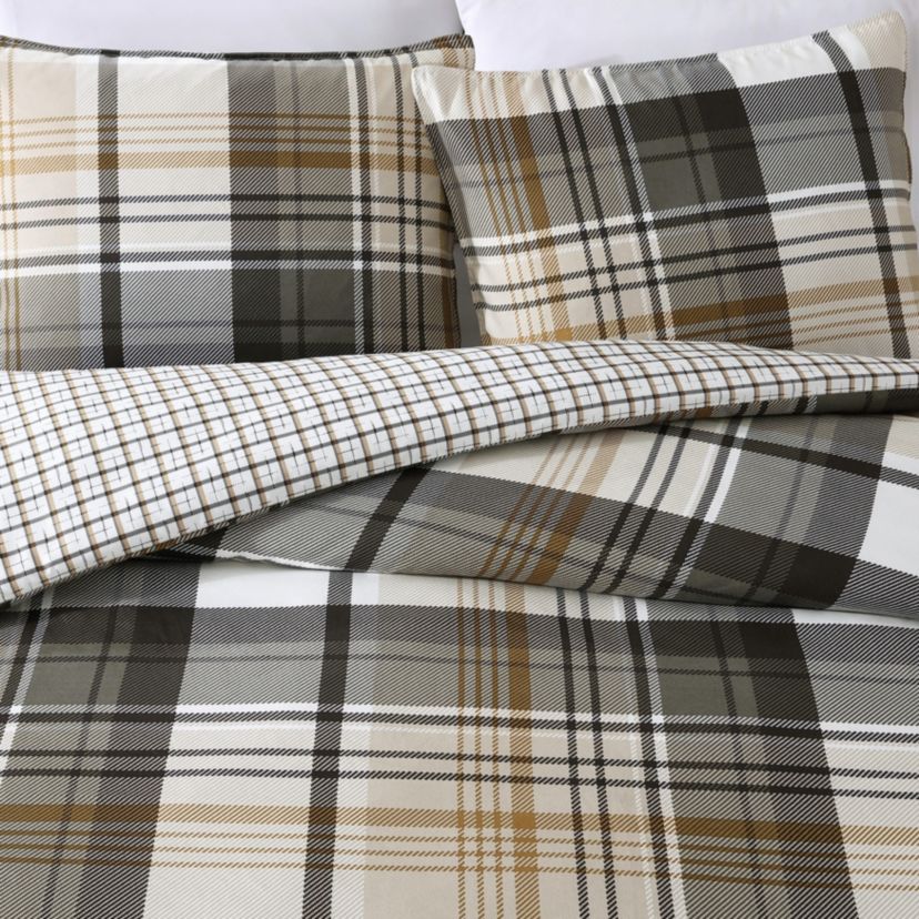 Normandy Plaid Microfiber Duvet Cover Set
