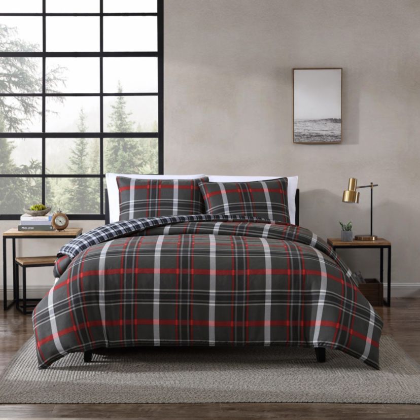 Willow Plaid Microfiber Duvet Cover Set