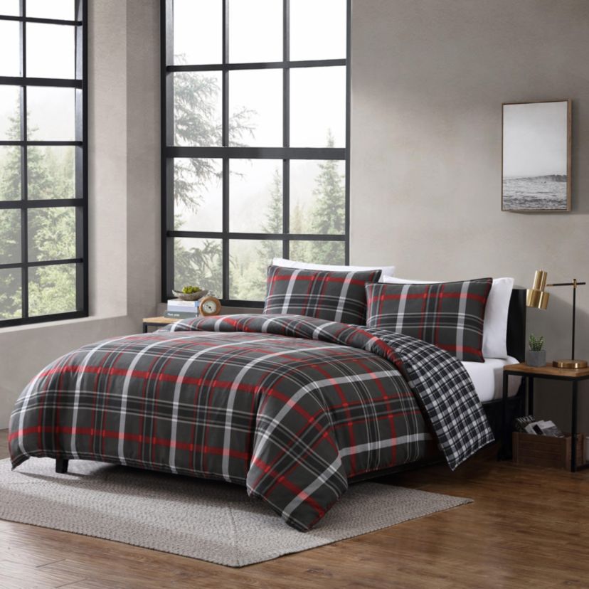 Willow Plaid Microfiber Duvet Cover Set