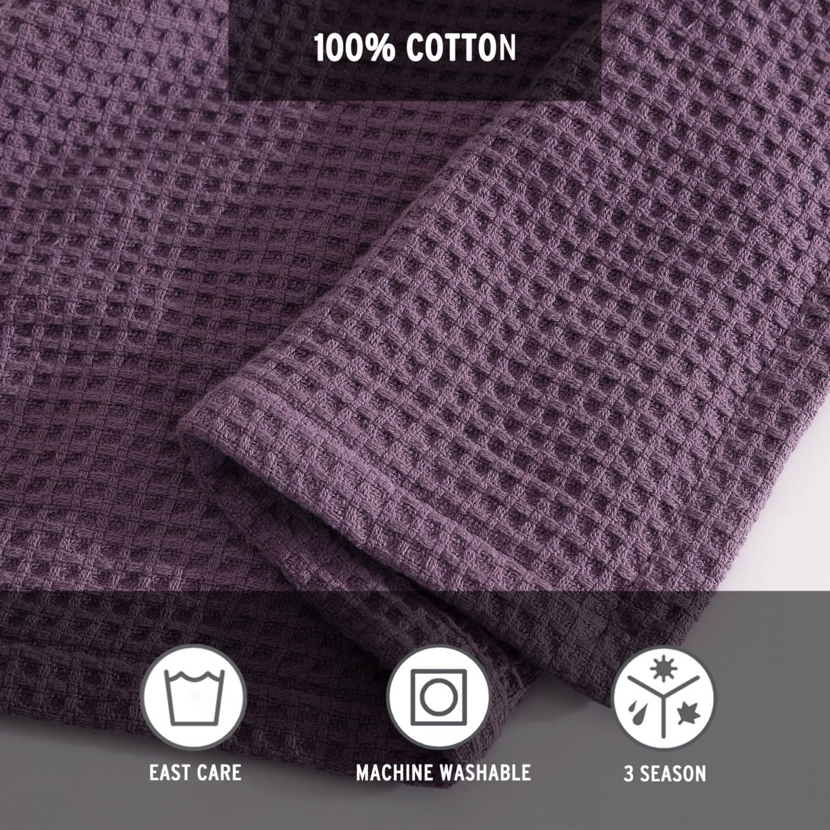 Solid Waffle 100% Cotton Blanket