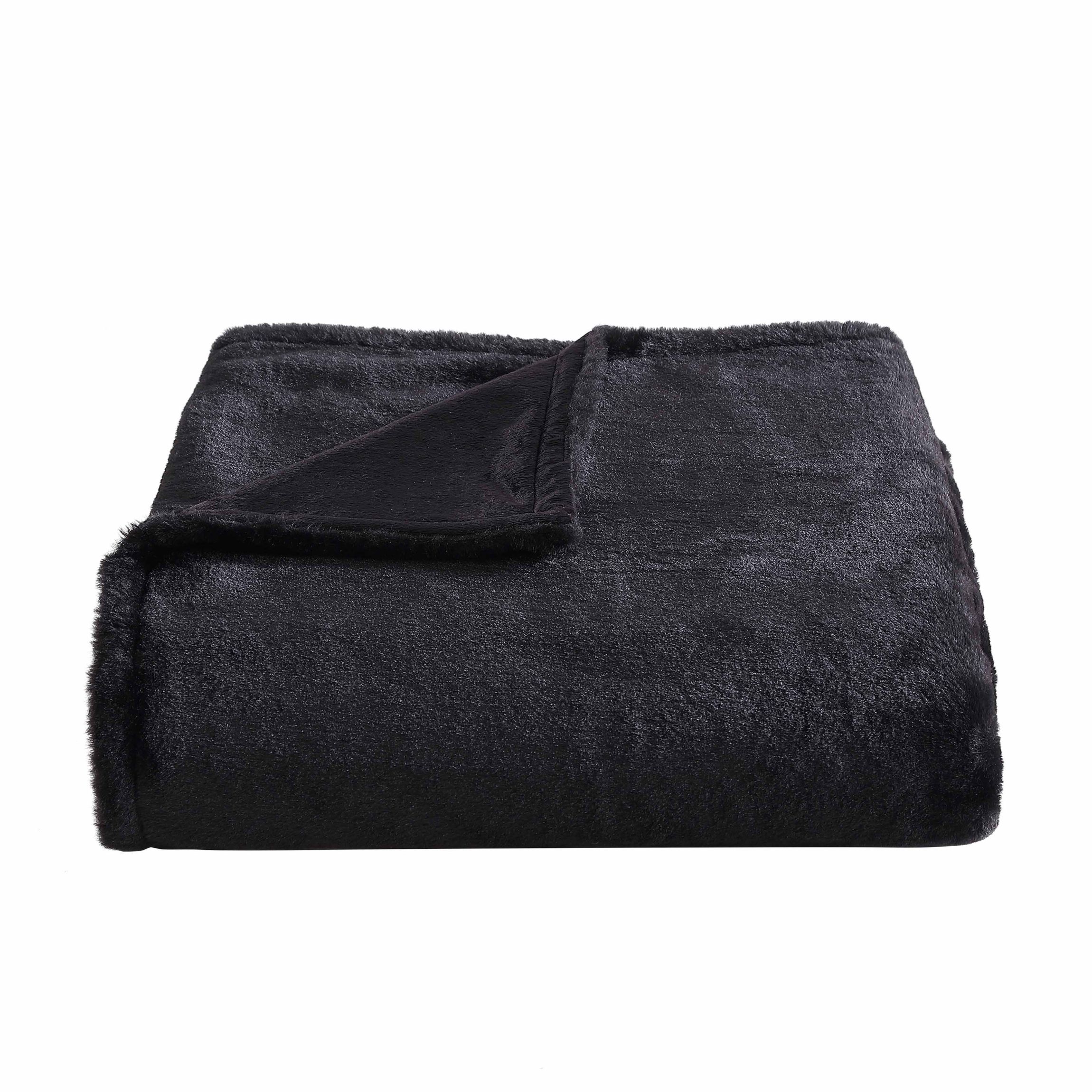 Faux Fur Solid Plush Fleece Throw Blanket