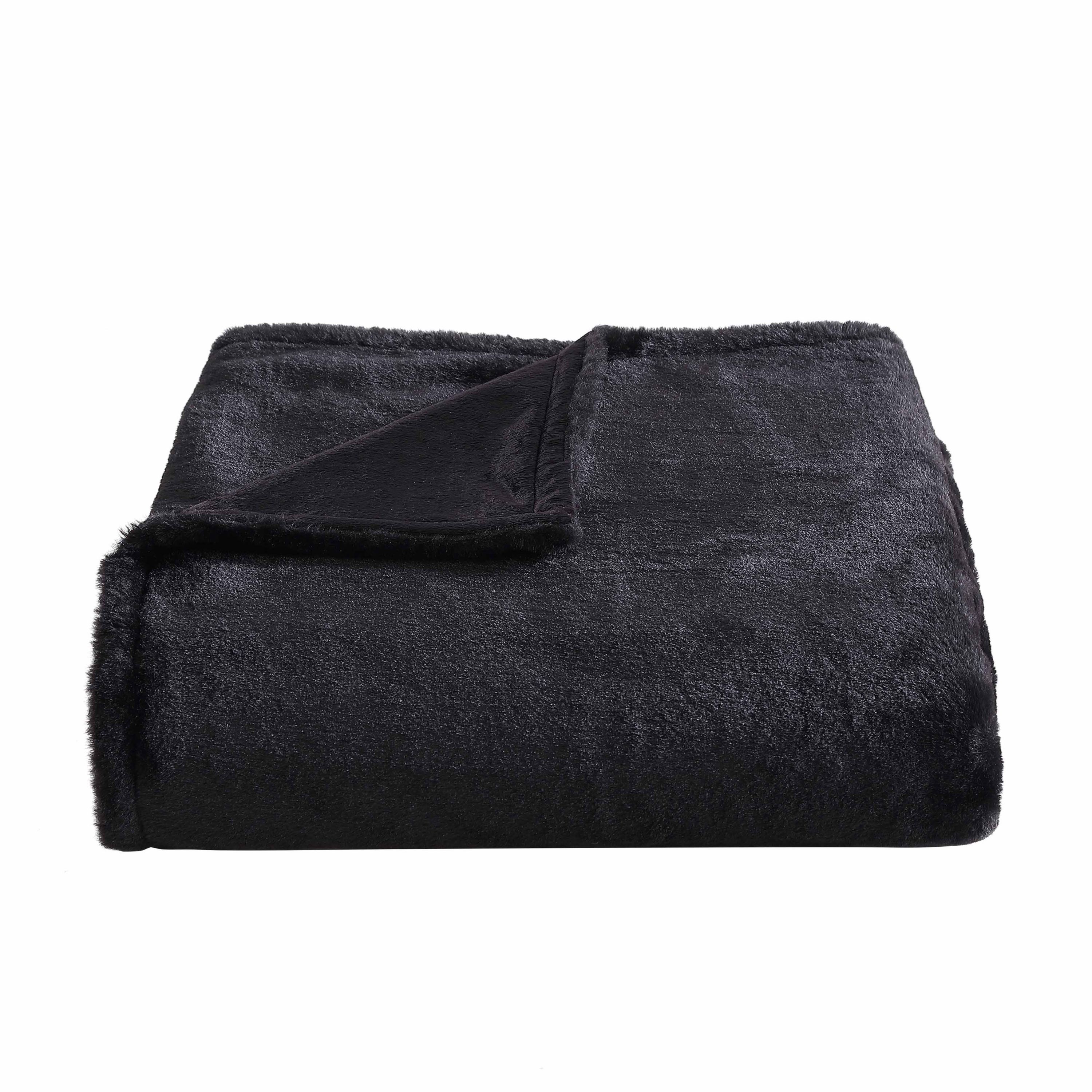 Faux Fur Solid Plush Fleece Throw Blanket